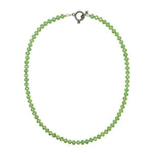 Peridot Green Czech Glass Necklace, Fire-Polished AB Beads - Boho Layering